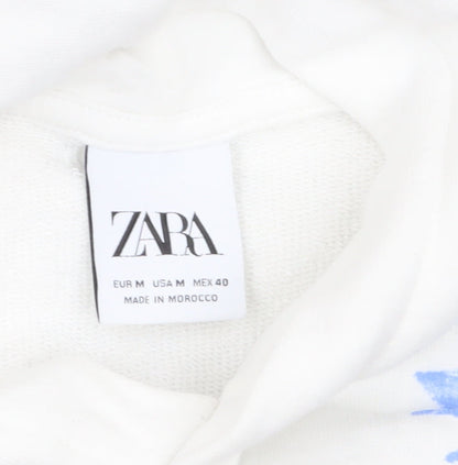 Mens UK Size M Zara White Pullover Hoodie