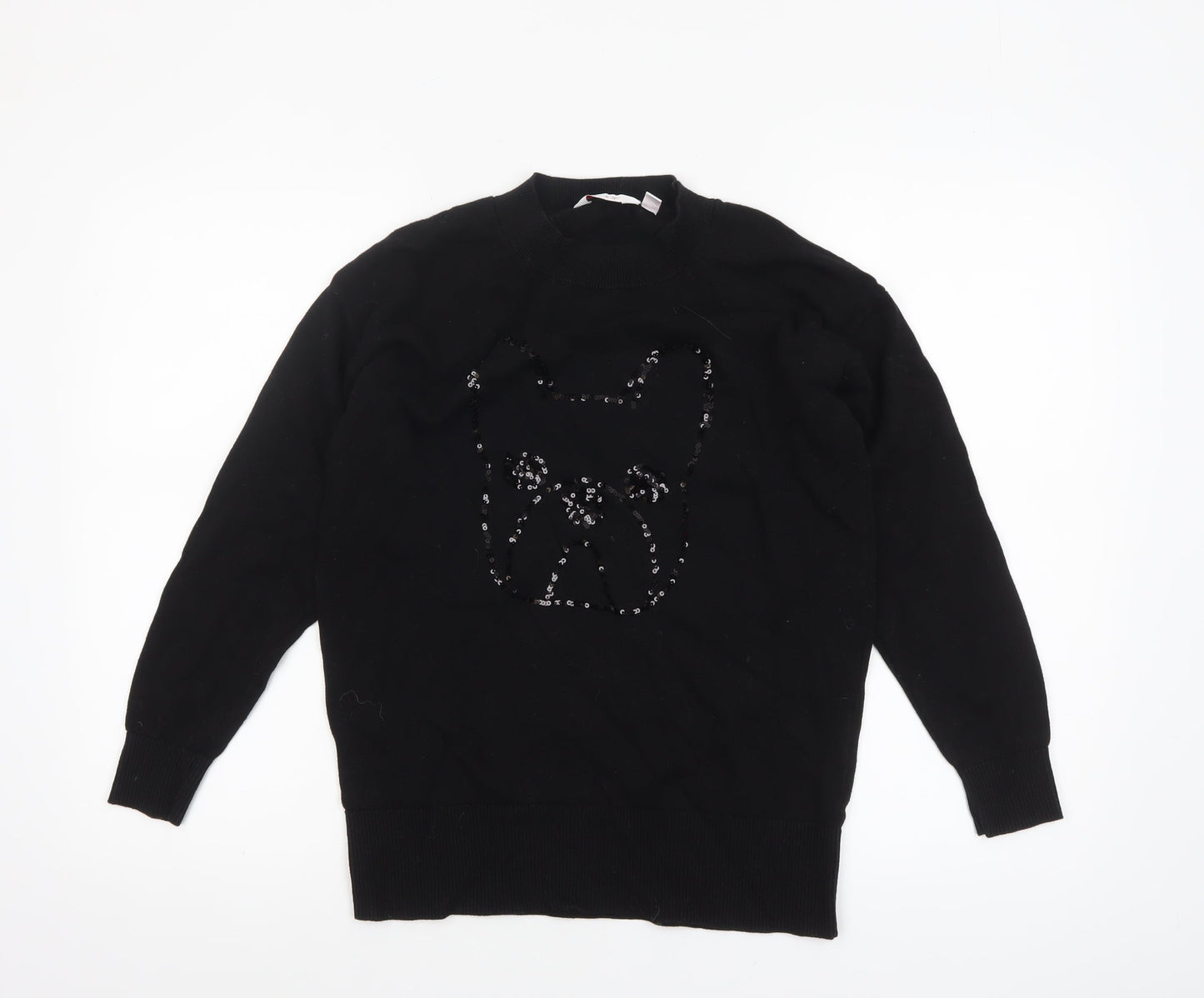 Womens UK Size S bau de fiori Black Pullover Jumper