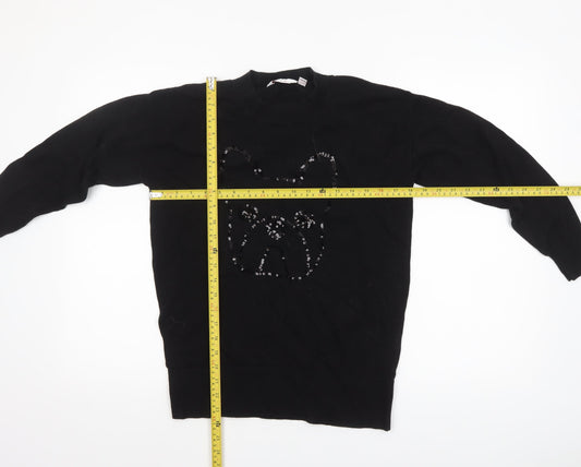 Womens UK Size S bau de fiori Black Pullover Jumper
