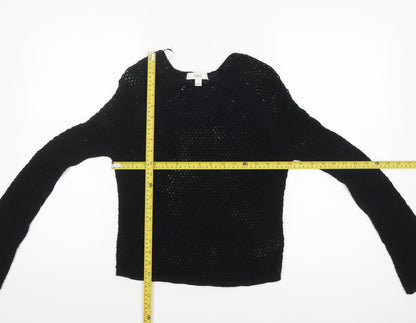 Marks and Spencer Women’s Black Open Knit Cotton Jumper Size S
