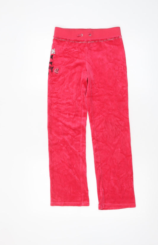 Girls UK Size 8 Years Juicy Couture Regular Fit Sweatpants Red Trousers