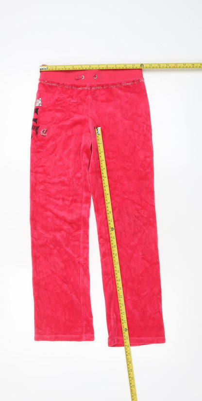 Girls UK Size 8 Years Juicy Couture Regular Fit Sweatpants Red Trousers