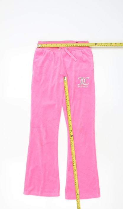 Juicy Couture Girls Pink Velour Sweatpants Size 8-9 Years Drawstring Waist