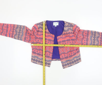 Jovonna London Women's Multicoloured Cropped Geometric Blazer UK 8