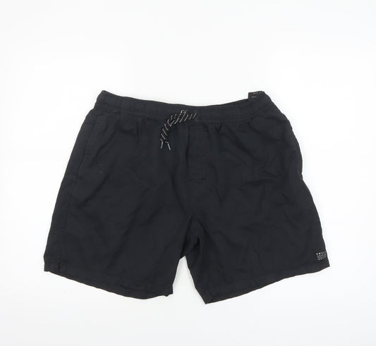 Swell Mens Black 36 Regular Fit Elastic Waist Casual Shorts