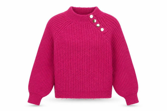 Sonder Studio Women’s Pink Chunky Knit Mock Neck Jumper Size 14