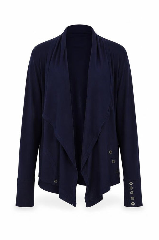Stella Women Blue Size 16 Collared Button Cuff Cardigan