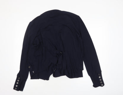 Stella Women Blue Size 16 Collared Button Cuff Cardigan