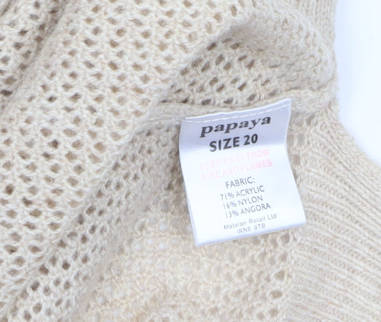 Womens UK Size 20 Papaya Beige Pullover Jumper