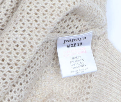 Womens UK Size 20 Papaya Beige Pullover Jumper