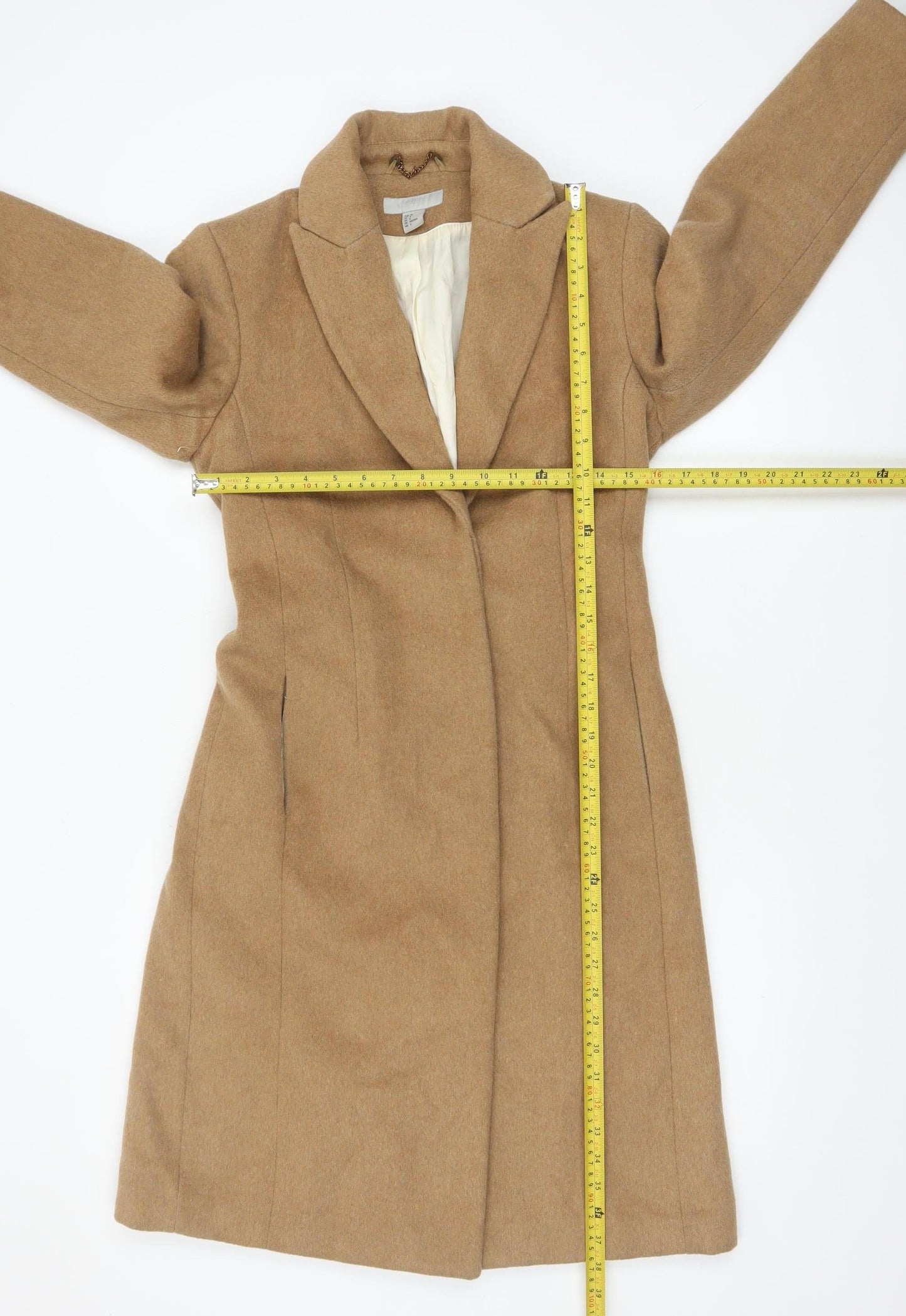 Womens UK Size 10 H&M Beige Overcoat