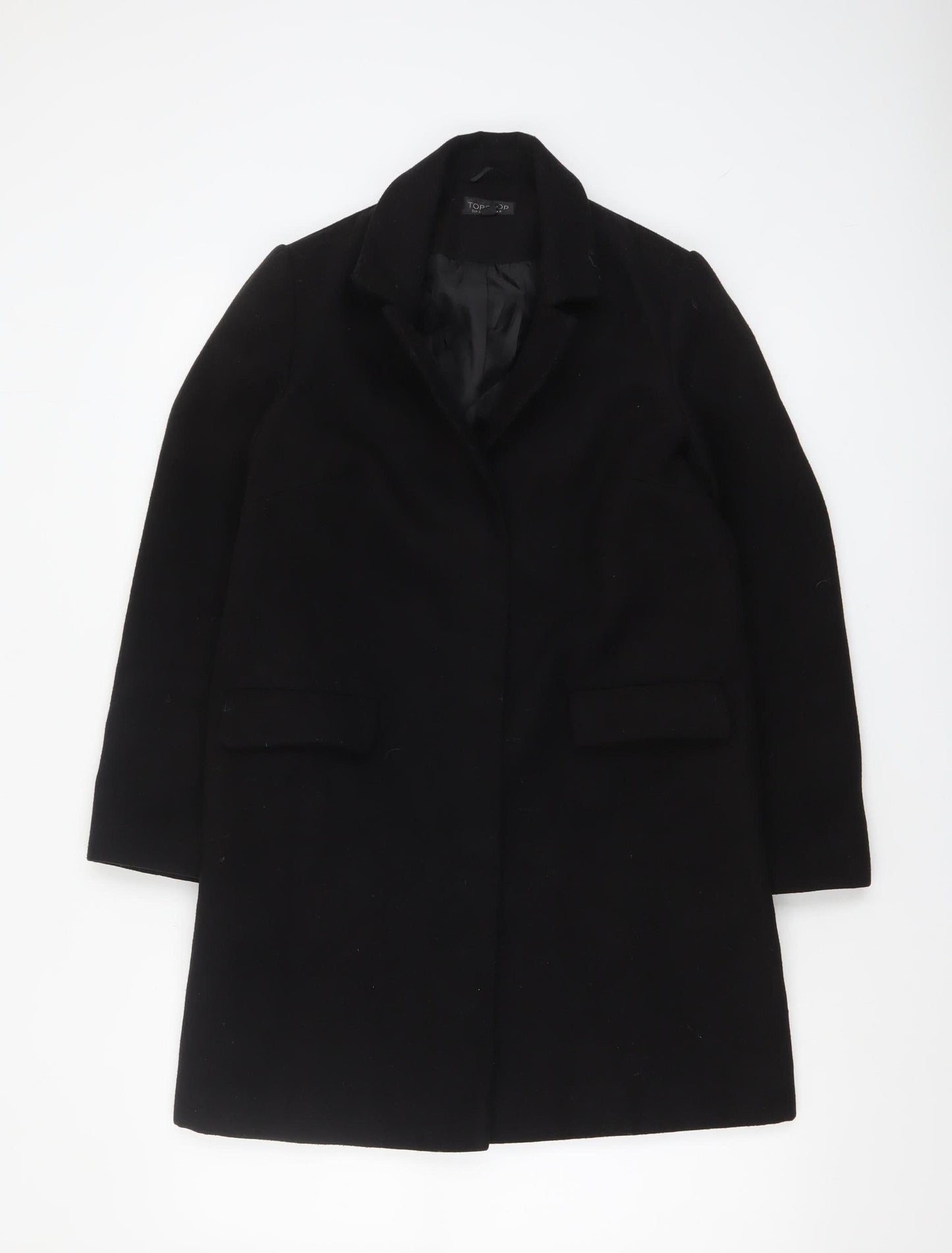 Womens UK Size 6 Topshop Black Overcoat
