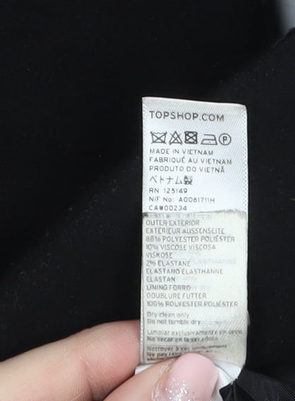 Womens UK Size 6 Topshop Black Overcoat