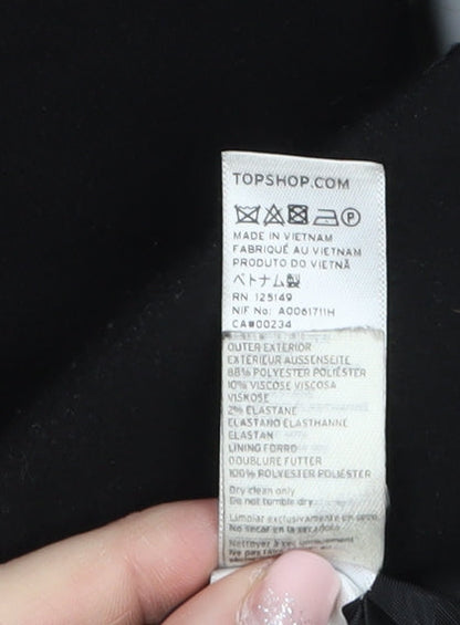 Womens UK Size 6 Topshop Black Overcoat