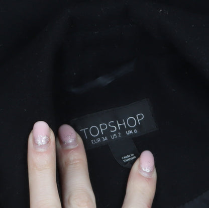 Womens UK Size 6 Topshop Black Overcoat