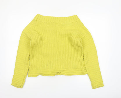 Next Womens Yellow Cable-Knit Crew Neck Acrylic Jumper XS