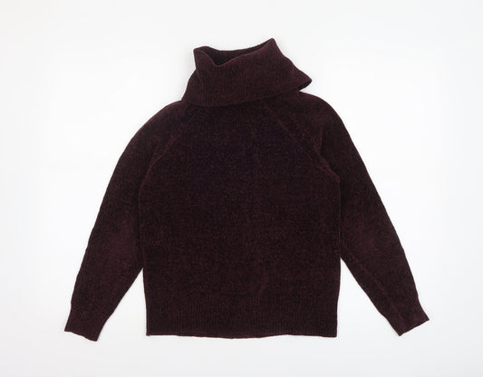 F&F Women’s Purple Roll Neck Chunky Knit Jumper Size 6
