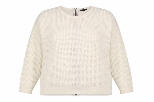 Womens UK Size L FOREVER 21 Ivory Full Zip Jumper