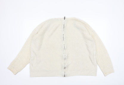 Womens UK Size L FOREVER 21 Ivory Full Zip Jumper