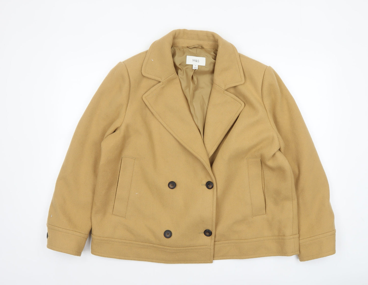 Womens UK Size 18 Marks and Spencer Beige Pea Coat