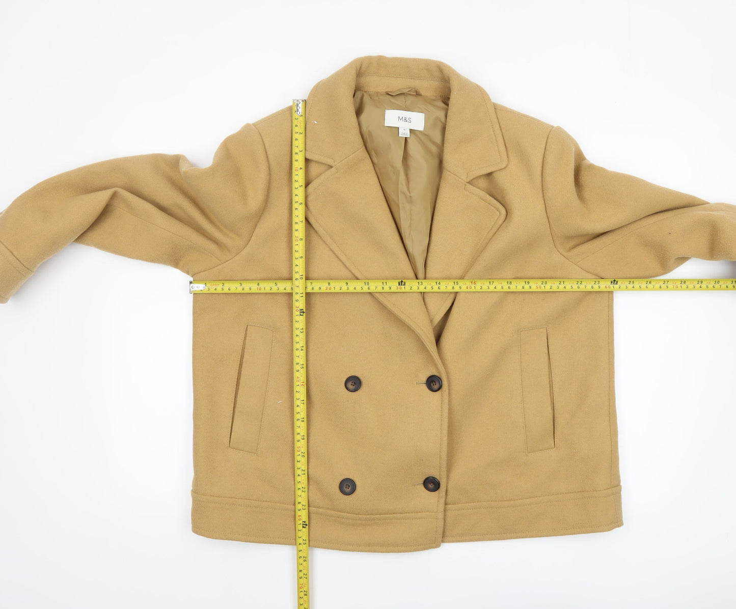 Womens UK Size 18 Marks and Spencer Beige Pea Coat