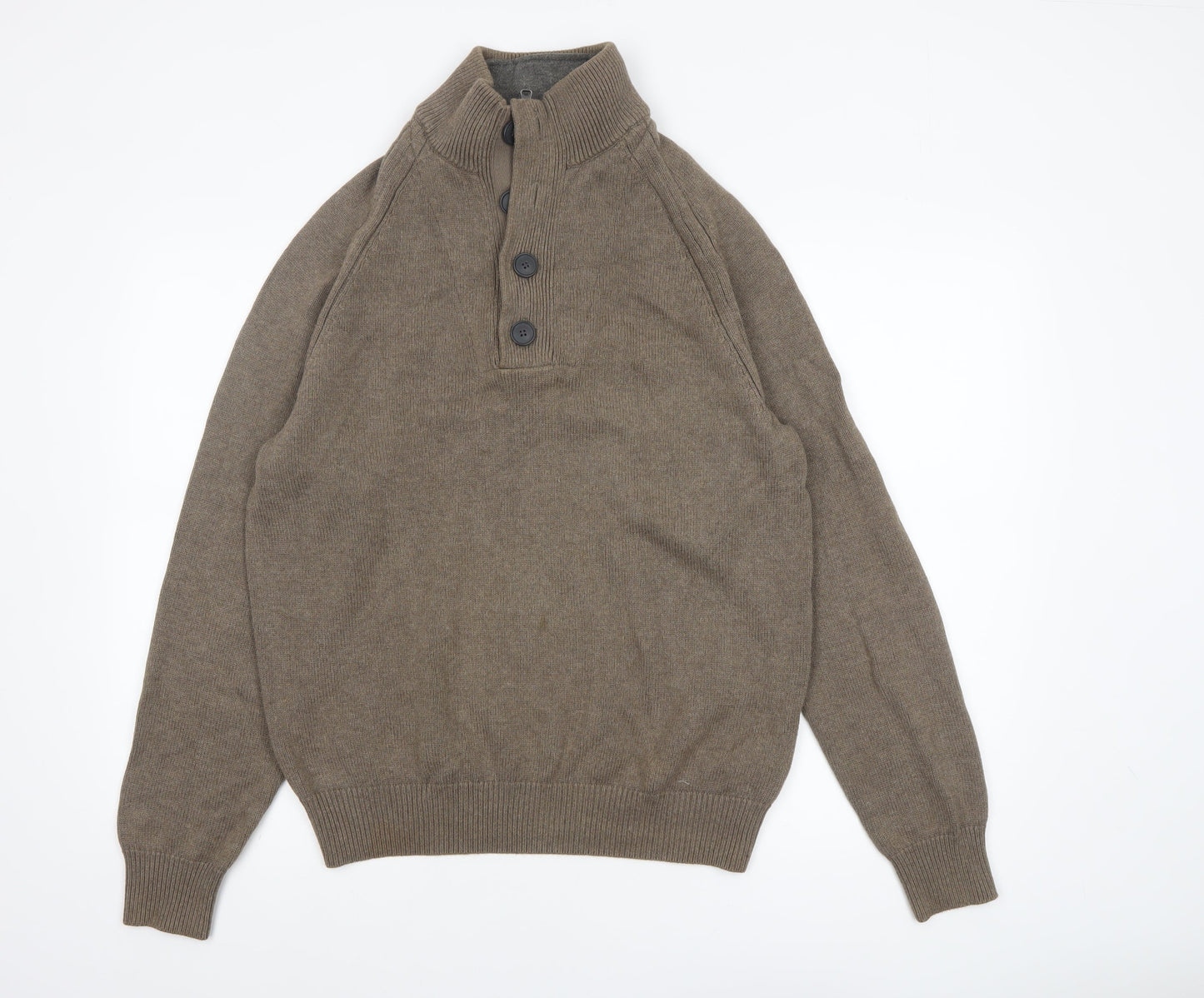 Mens UK Size M Marks and Spencer Blue Harbour Brown Henley Jumper