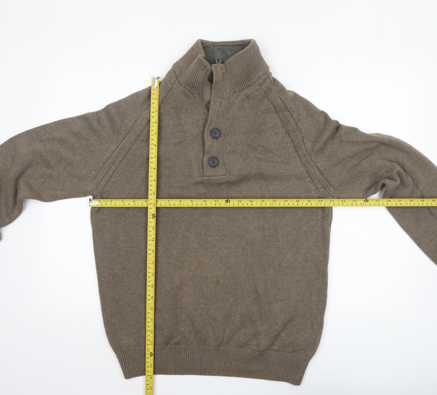 Mens UK Size M Marks and Spencer Blue Harbour Brown Henley Jumper