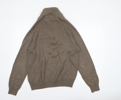 Mens UK Size M Marks and Spencer Blue Harbour Brown Henley Jumper