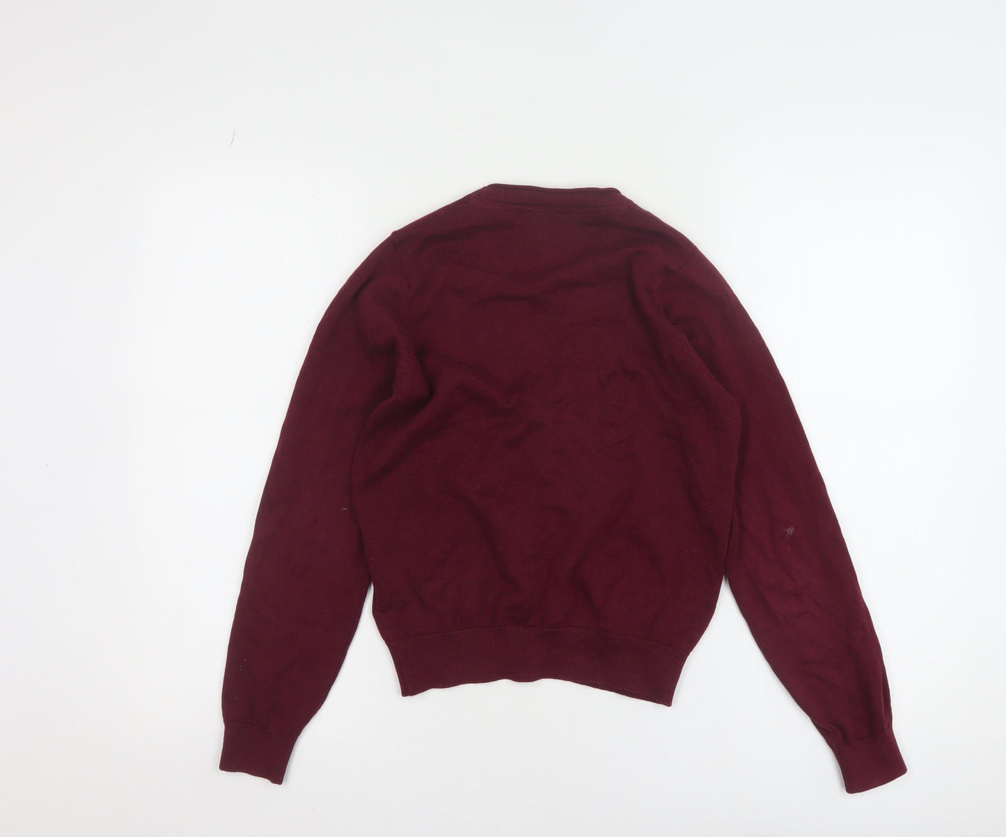 Marks and Spencer Boys Burgundy Cotton Cardigan 10-11 Years Button Up Classic Knit