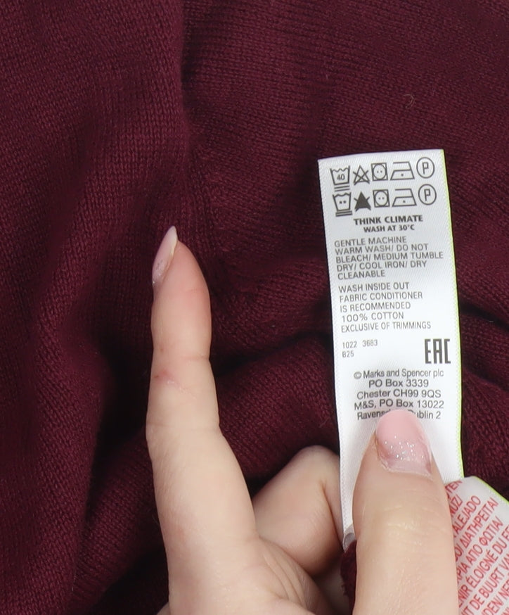 Marks and Spencer Boys Burgundy Cotton Cardigan 10-11 Years Button Up Classic Knit