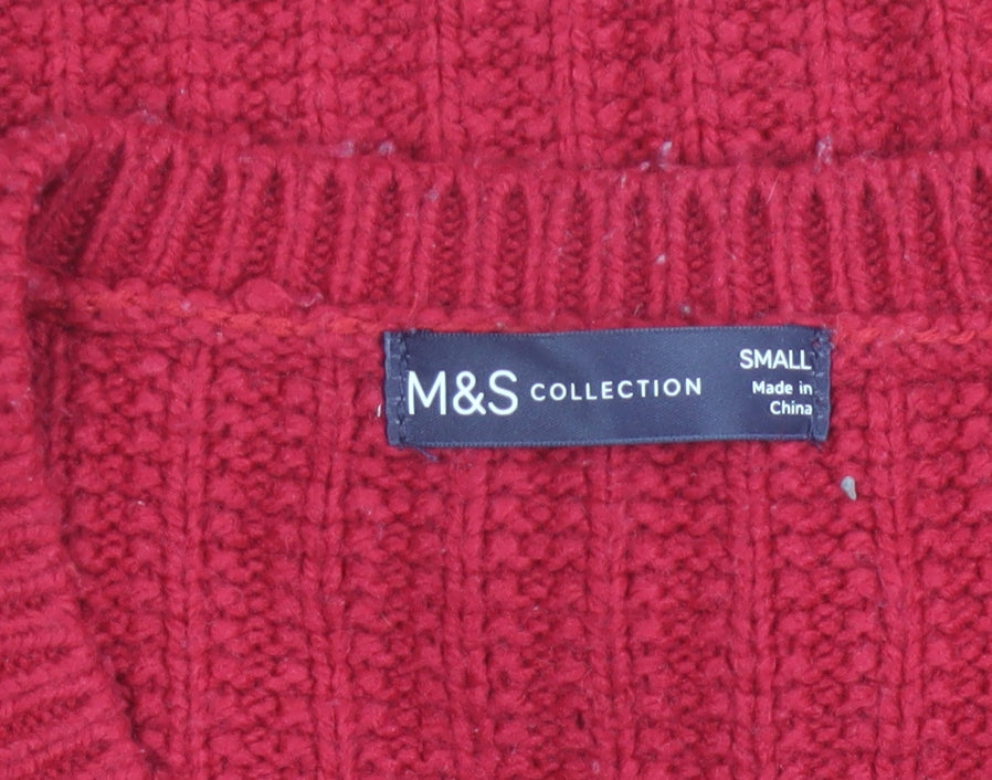 Womens UK Size S Marks and Spencer Red Pullover Jumper