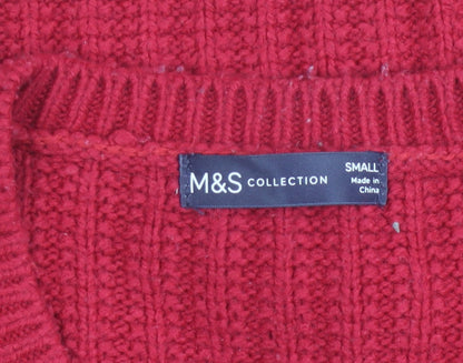 Womens UK Size S Marks and Spencer Red Pullover Jumper