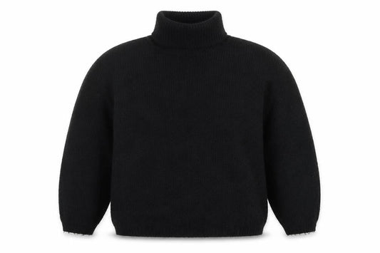 Front view of ASOS DESIGN Women's Black Roll Neck Chunky-Knit Jumper, size S