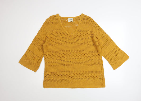 Womens UK Size M Papaya Yellow Pullover Jumper