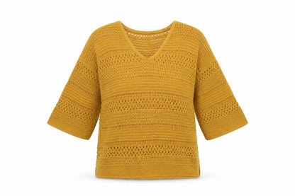 Womens UK Size M Papaya Yellow Pullover Jumper