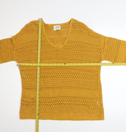 Womens UK Size M Papaya Yellow Pullover Jumper