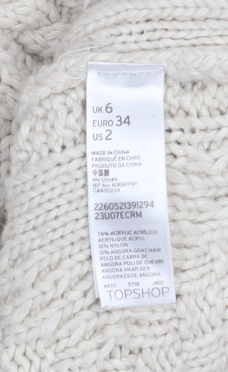 Womens UK Size 6 Topshop Ivory Cardigan Jumper