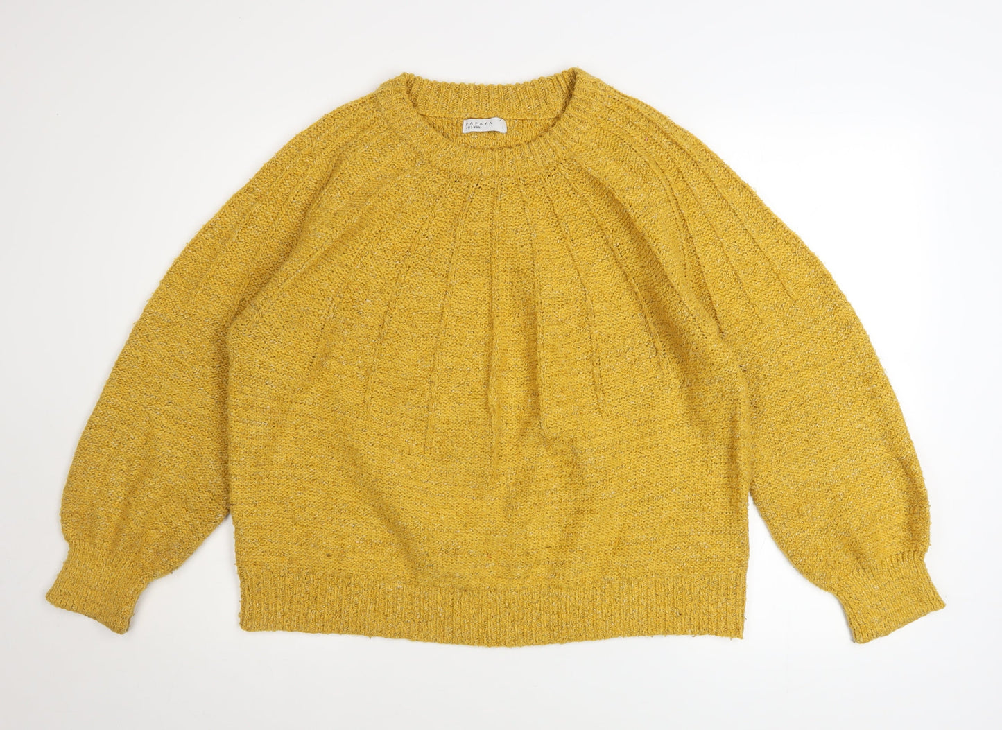 Womens UK Size L Papaya Yellow Pullover Jumper