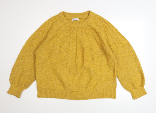 Womens UK Size L Papaya Yellow Pullover Jumper