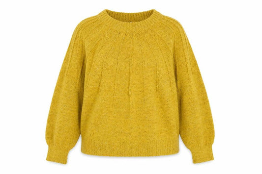 Front view of Papaya Women’s Yellow Chunky Knit jumper, size L
