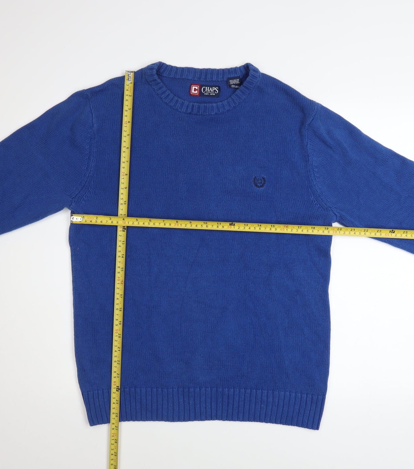 Mens UK Size M Chaps Blue Pullover Jumper