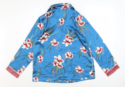 Carolyn Donnelly Eclectic Women Blue Floral Satin Pyjama Top M