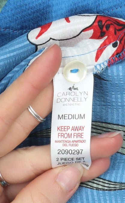 Carolyn Donnelly Eclectic Women Blue Floral Satin Pyjama Top M