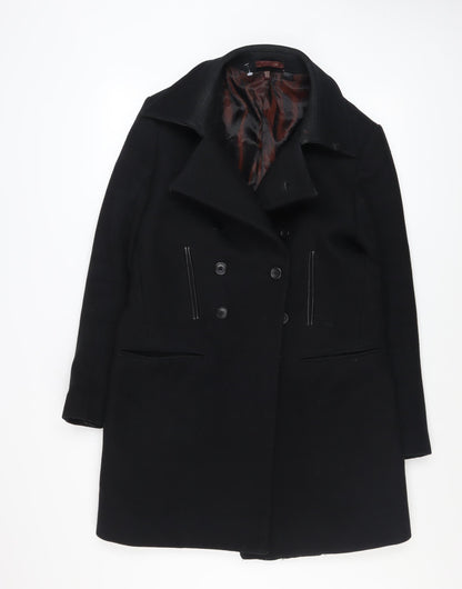 Mens UK Size M Zara Black Overcoat