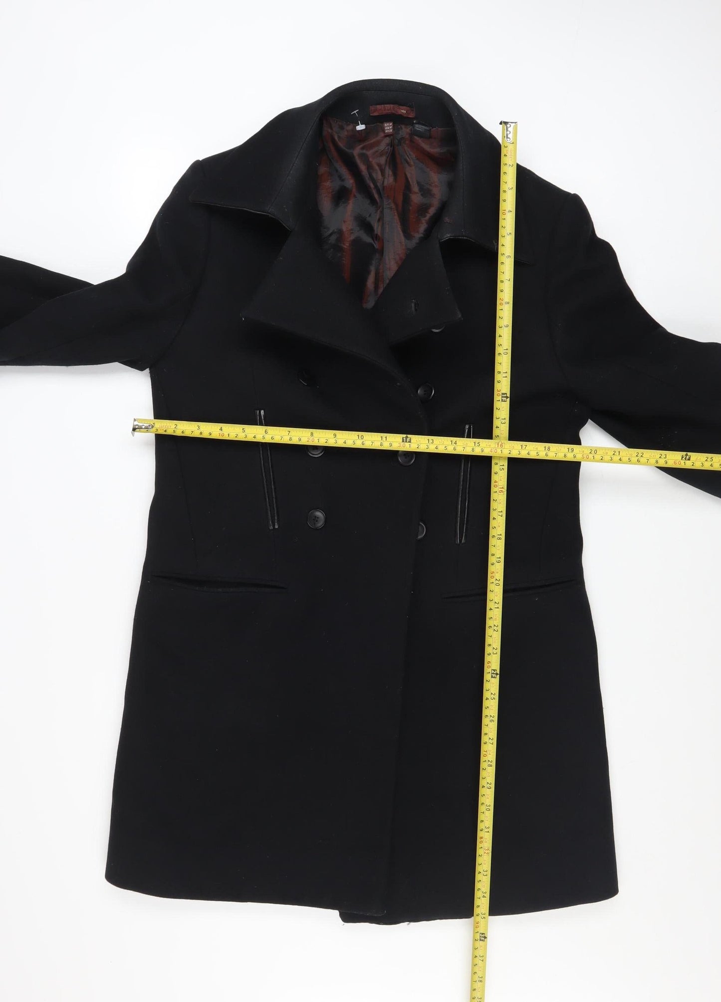 Mens UK Size M Zara Black Overcoat