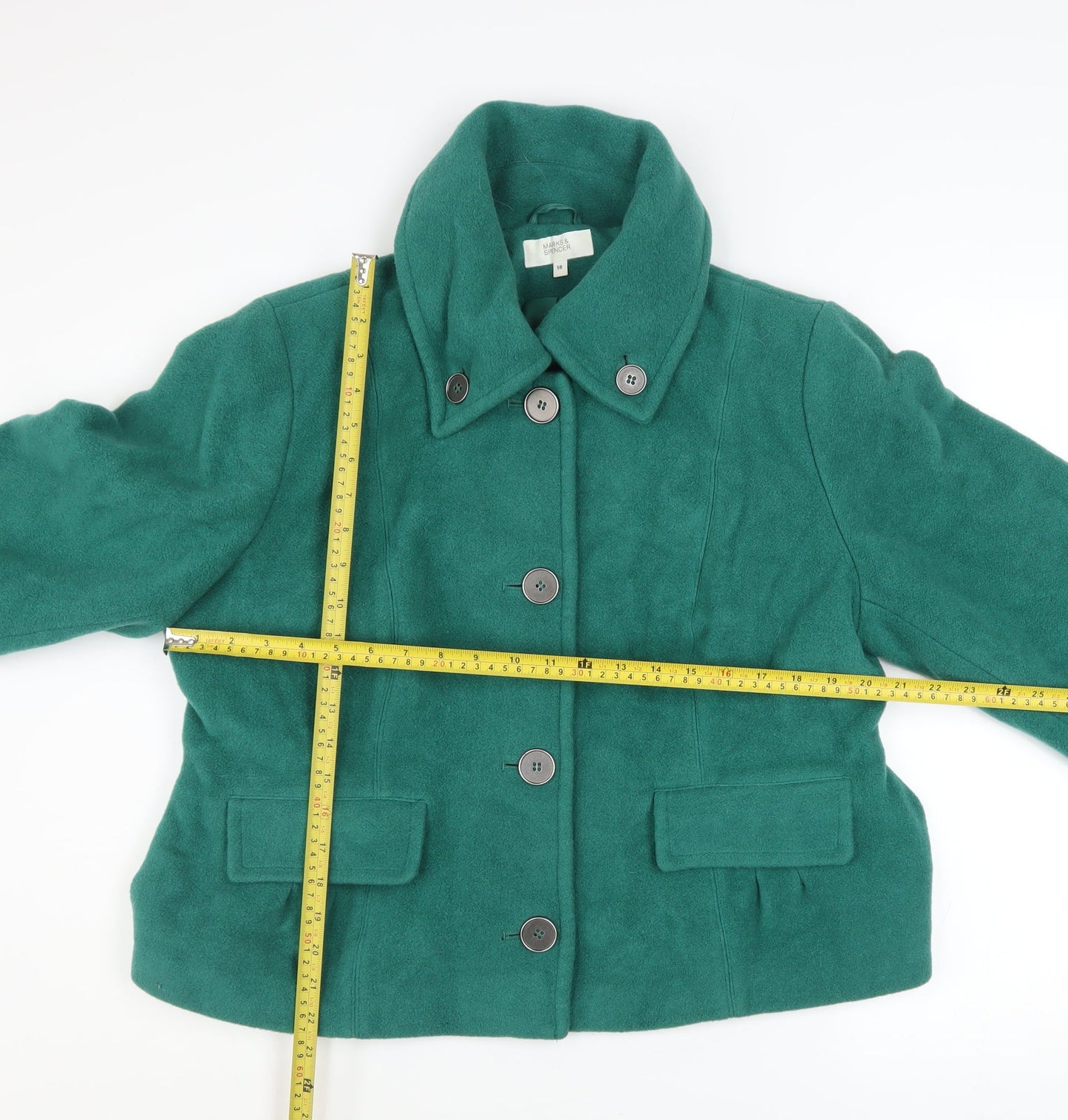 Womens UK Size 18 Marks and Spencer Green Overcoat