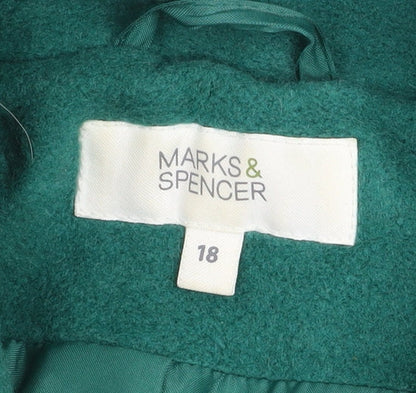 Womens UK Size 18 Marks and Spencer Green Overcoat