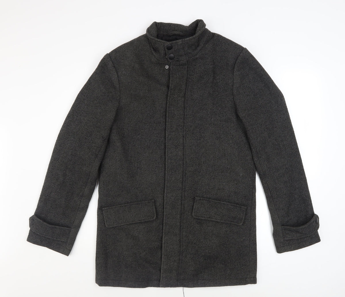 Mens UK Size S F&F Grey Overcoat