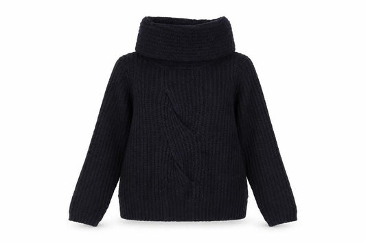 White Stuff Women’s Black Chunky Knit Cowl Neck Jumper Size 12