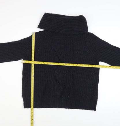 White Stuff Women’s Black Chunky Knit Cowl Neck Jumper Size 12